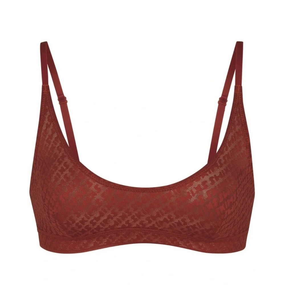 NEW SKIMS Logo Mesh Skimpy Triangle Bralette Saffron Womens Size M
